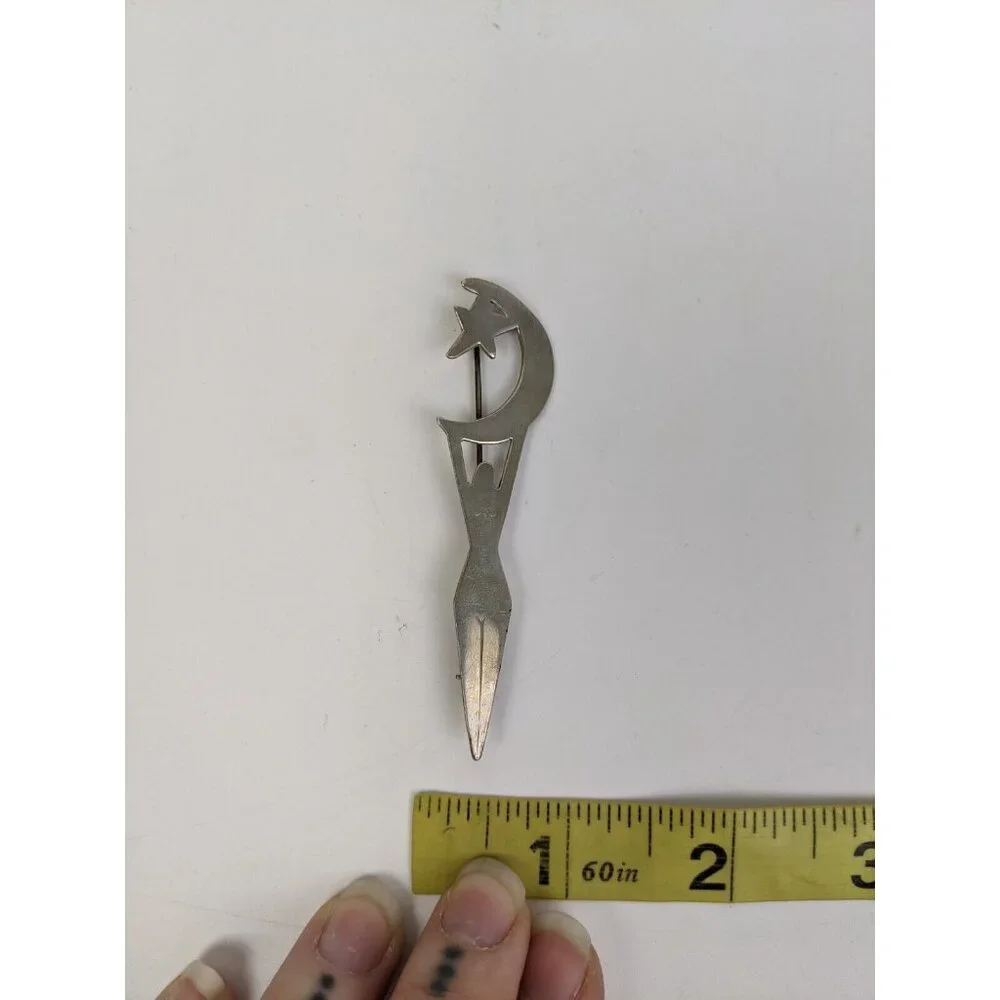 Vintage Sterling Silver Signed Pin Brooch Nude Woman Moon Star Celestial - Picture 9 of 9